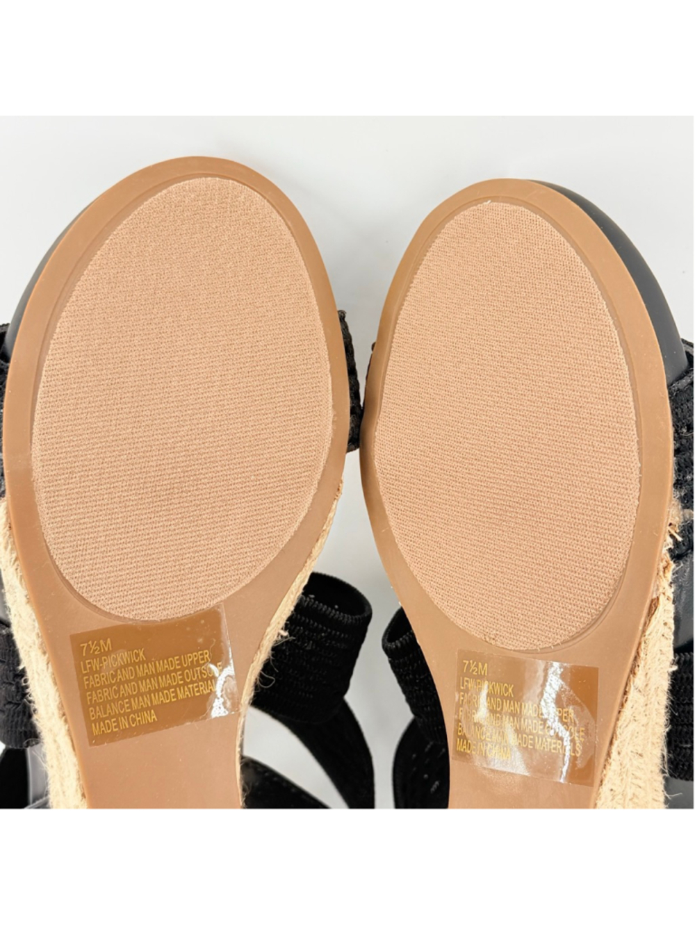 Women's London Fog Black Wedge Woven Textile Sandals Heel Size 7.5 - Picture 11 of 13